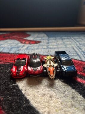 Kids Toy Car Pack - Red, Black, White & Blue Vehicles